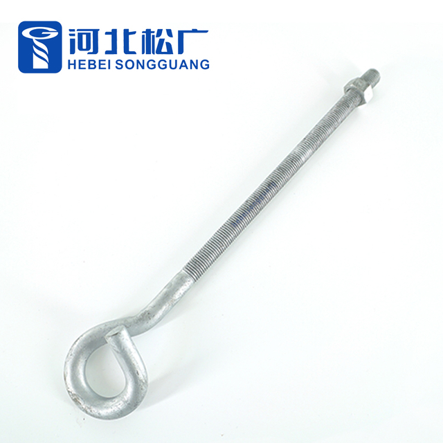 High Quality Factory Galvanized Pigtail Eye Bolt Hook Bolt / Pigtail Bolt for Electric Power Fittings