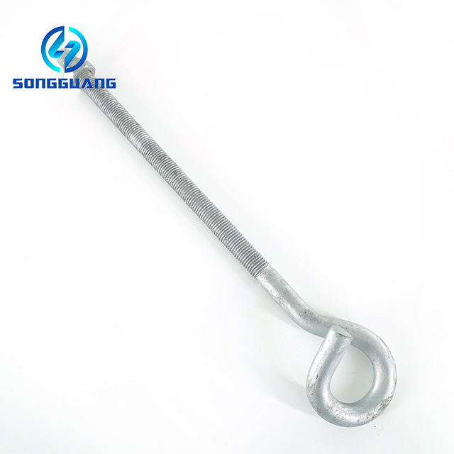 High Quality Factory Galvanized Pigtail Eye Bolt Hook Bolt / Pigtail Bolt for Electric Power Fittings
