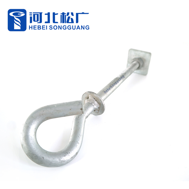 Factory Direct Sales Hot DIP Galvanized Zinc Plated Pigtail Eye Bolt Hook Bolt / Pigtail Bolt for Electric Power Fittings