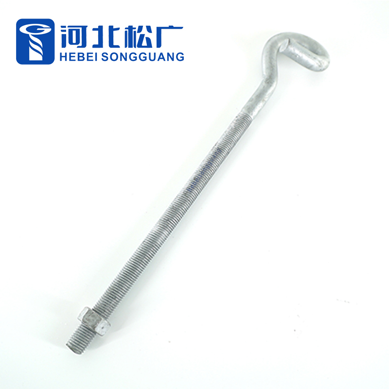 High Quality Factory Galvanized Pigtail Eye Bolt Hook Bolt / Pigtail Bolt for Electric Power Fittings